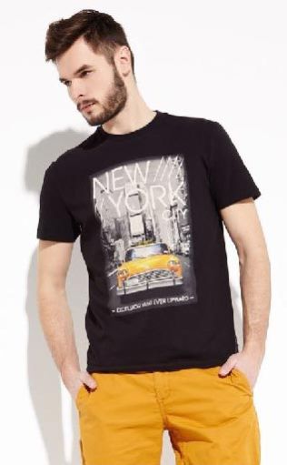 Mens Black Round Neck T-Shirt