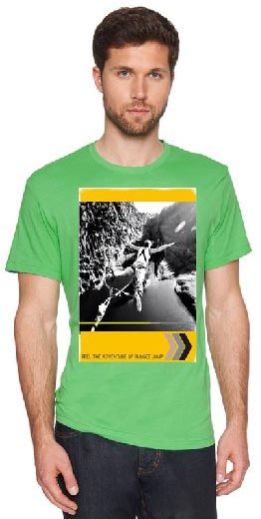 Mens Green Round Neck T-Shirt