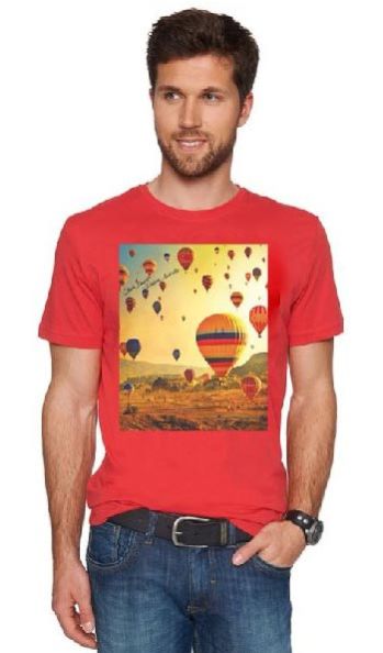 Mens Red Round Neck T-Shirt