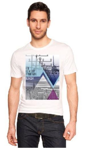 Mens White Round Neck T-Shirt