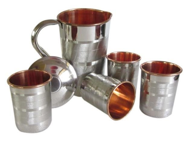 Copper and Steel Jug Set