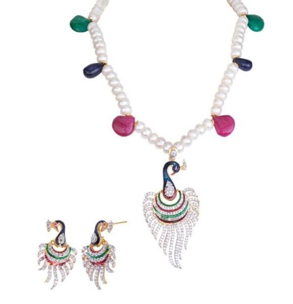 American Diamond Pendant Set 06