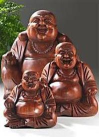 Wooden Laughing Buddha Statues