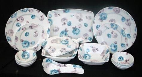 Blue Rose Dinner Set