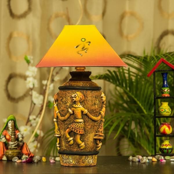 Kalaplanet Hand-painted Four Dancing Men Terracotta Lamp