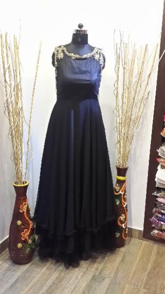 Black Chiffon and Net Gown
