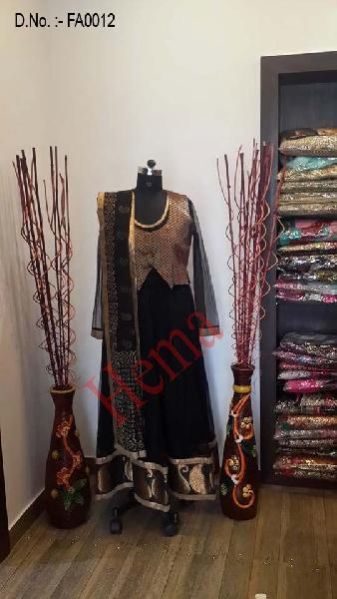 Anarkali Net Suit with Brocade Jacket