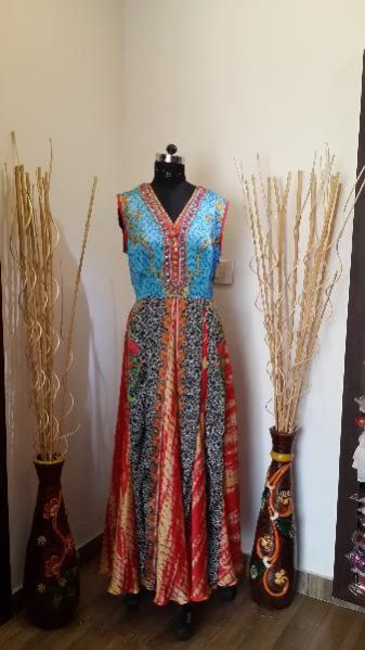 Printed satin Gown Dress