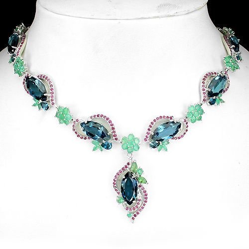 Silver CZ Gemstone Necklace