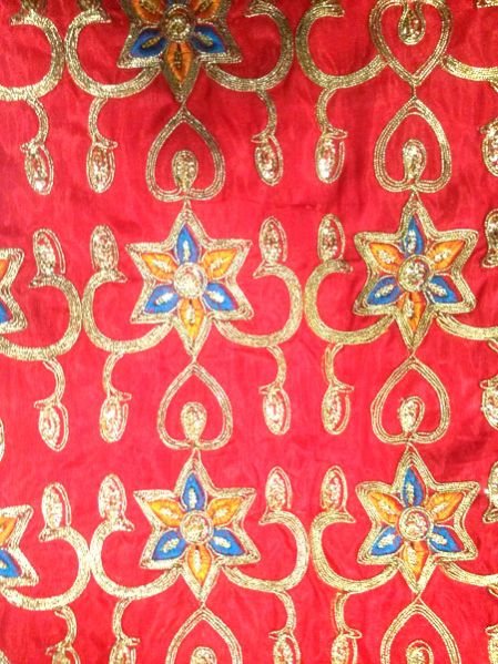 Schiffli Gold Dori Work Fabric