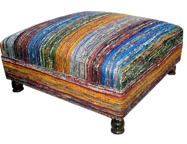Silk Chindi Pouf Ottoman (Item Code : PBSC2031)