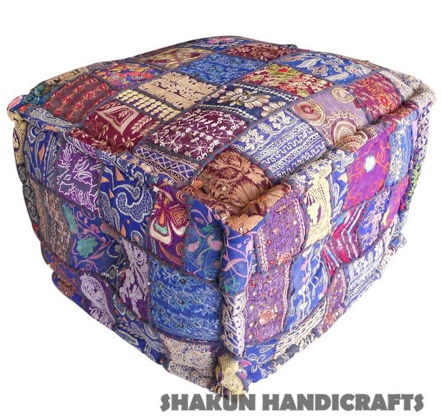 Khamabdiya Handmade Patchwork Pouf (Item Code : POCL0681)