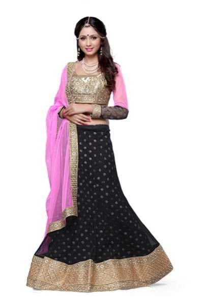 Black Net Wedding Lehenga Choli