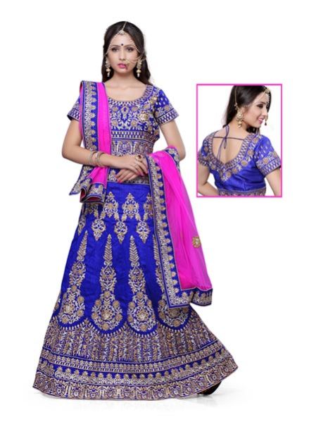 Blue Silk Wedding Lehenga Choli