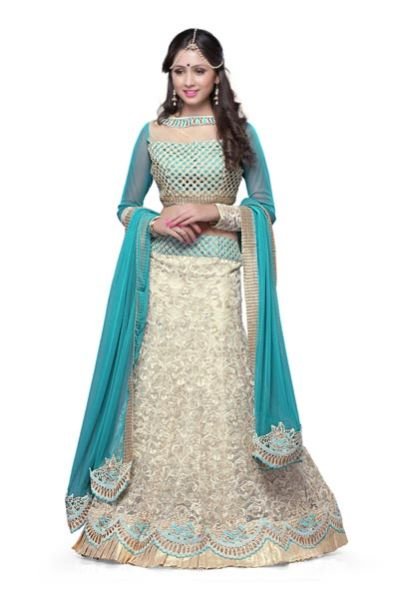 Buttercream Net Wedding Lehenga Choli