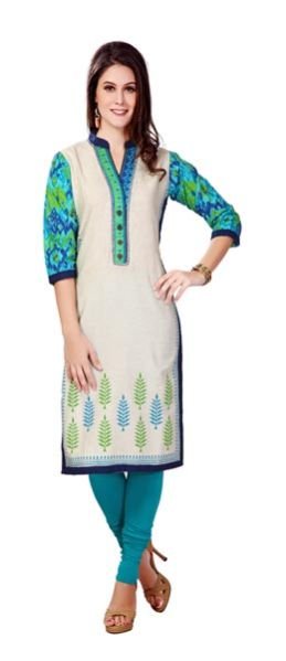 Cyan Blue Cotton Kurti