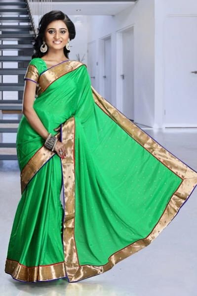 Green Chiffon Designer Saree