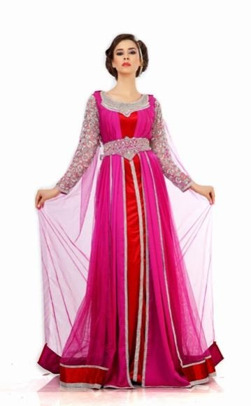 Orange & Pink Net Gown