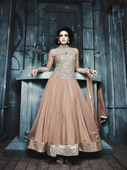 Peach Georgette Long Anarkali Suit