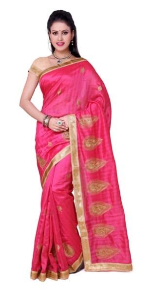 Pink Silk Embroidered Saree