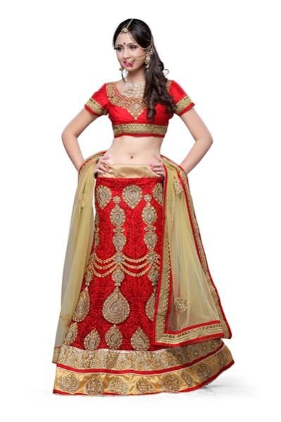 Red Net Wedding Lehenga Choli