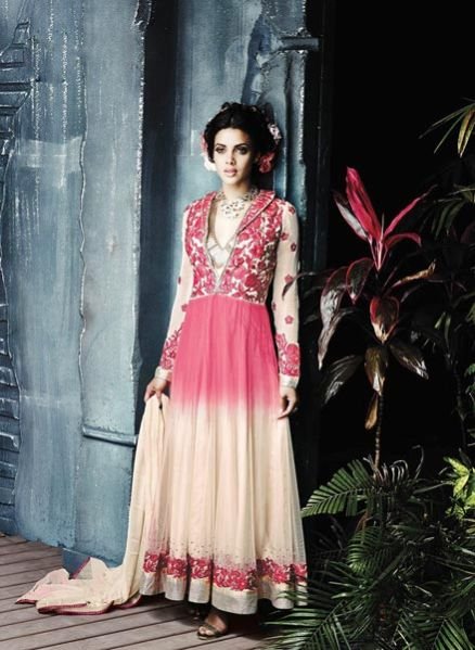 Rose Pink Georgette Long Anarkali Suit