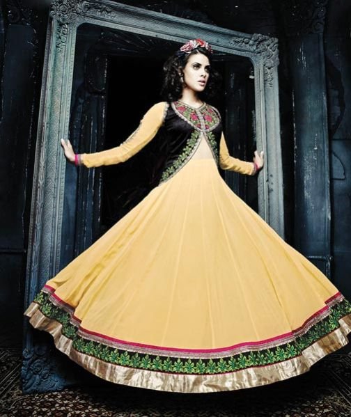 Yellow Georgette Long Anarkali Suit