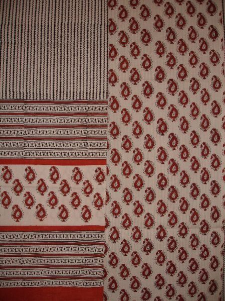 Bagru Dabu Print Mul Cotton Unstitched Suit (With Dupatta)