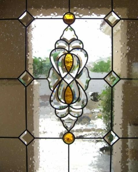 Golden Bevelled Cluster on Glass