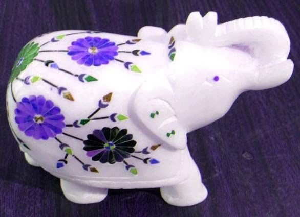 Alabaster Elephant Inlay