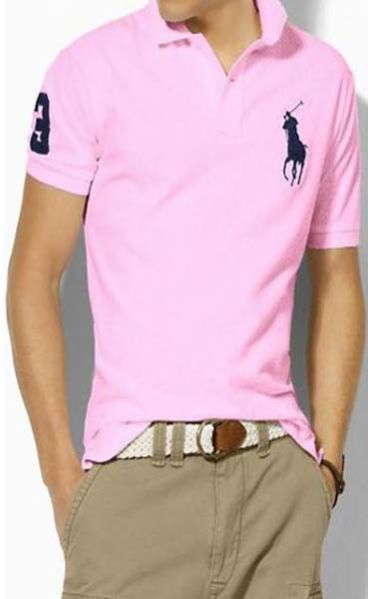 Mens Pink Half Sleeve Polo T-Shirt