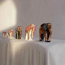 Wood Carved Elephant Set