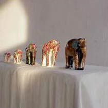 Wood Carved Elephant Set