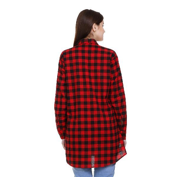 Ladies Red Black Checked Shirt 02