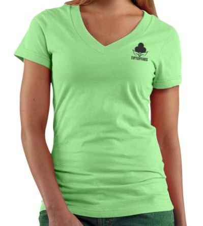 Parrot Green Ladies V Neck T-Shirt