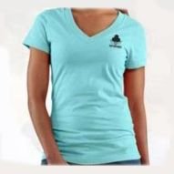 Sky Blue Ladies V Neck T-Shirt