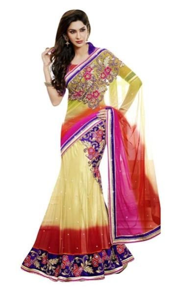 Trendz Multi Color Embroidered Art Silk Saree