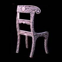 Wooden Chair with Bone Inlay