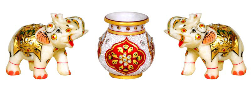 Marble Elephant Statue 02