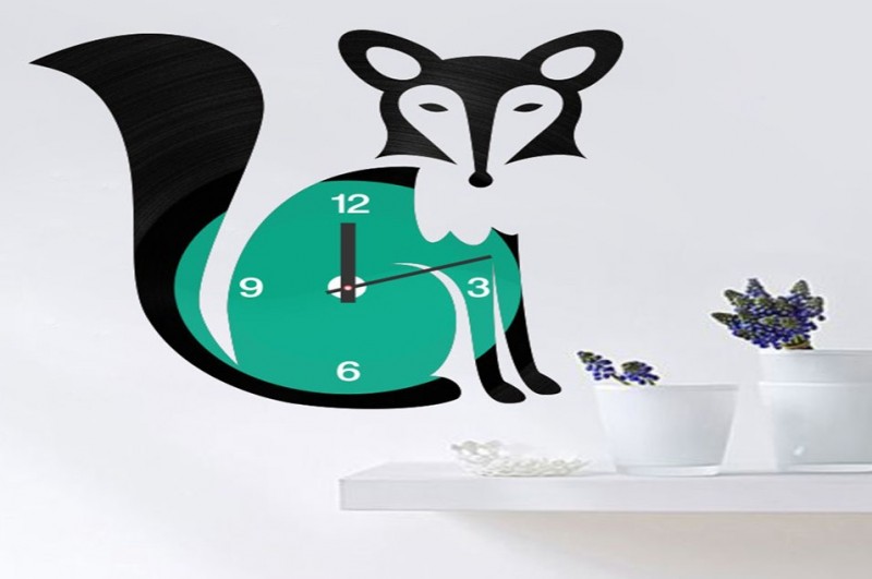 Fox Shape PVC Wall Clock
