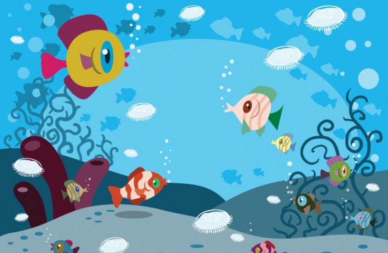 Sea Fishes Pvc Wallpaper