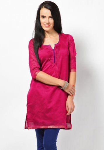 Alma Pink Silk Printed Kurti