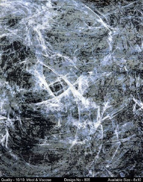 806 Hand Knotted Wool & Viscose Ivory Erased Rug