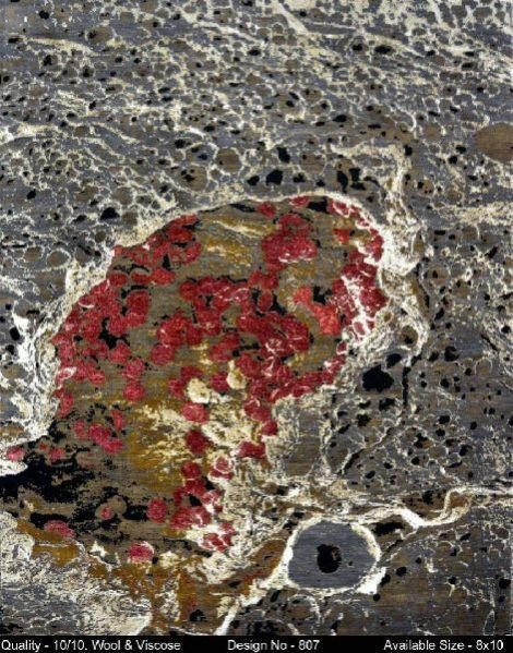 807 Hand Knotted Wool & Viscose Ivory Erased Rug