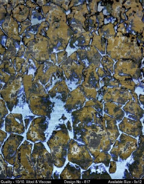 817 Hand Knotted Wool & Viscose Ivory Erased Rug