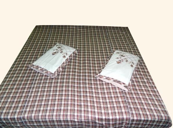 Printed Chequered Mixed Cotton Bed Sheet DDA