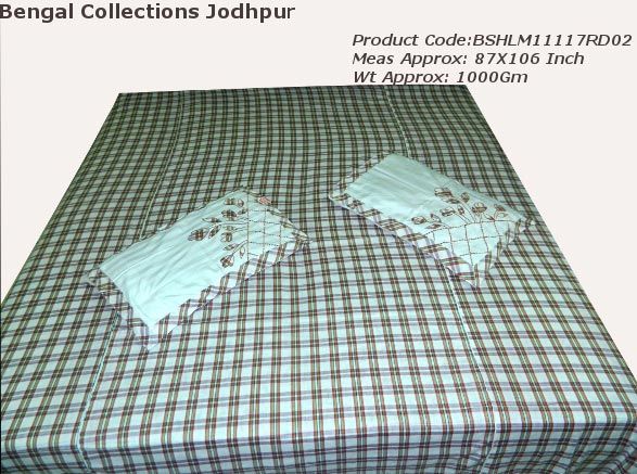 Printed Chequered Mixed Cotton Bed Sheet DDA