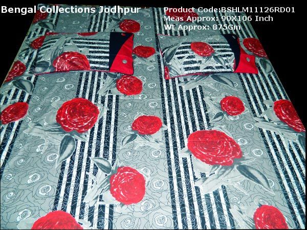 Printed Mixed Cotton Bed Sheet Button