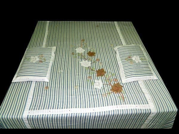 Unique Stretchable Cloth Patch Work Bed Sheet Raj Blue