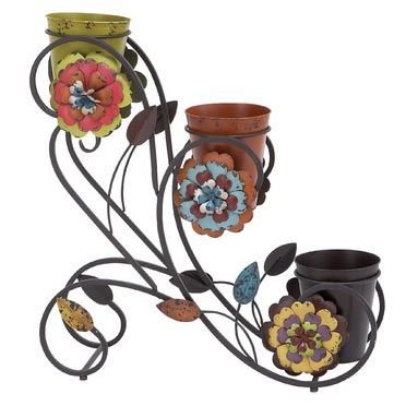 PS 50 - 3 Flower Pot Stand with ferns and Petals